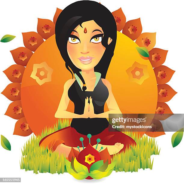 yoga fitness girl - jasmine flower stock illustrations