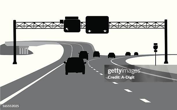 highway exit vector silhouette - motorway junction stock illustrations