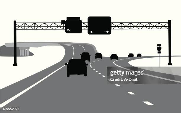 highway exit vector silhouette - overpass stock illustrations
