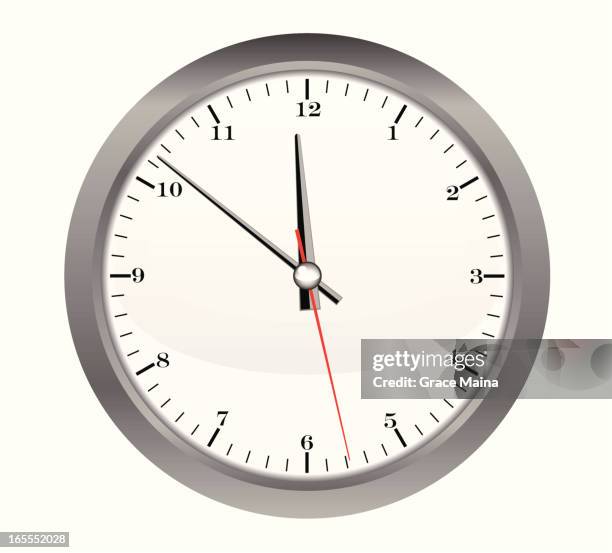 numbered round silver clock - vector - thrift store stock illustrations
