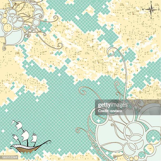 pixel sea - compass background stock illustrations
