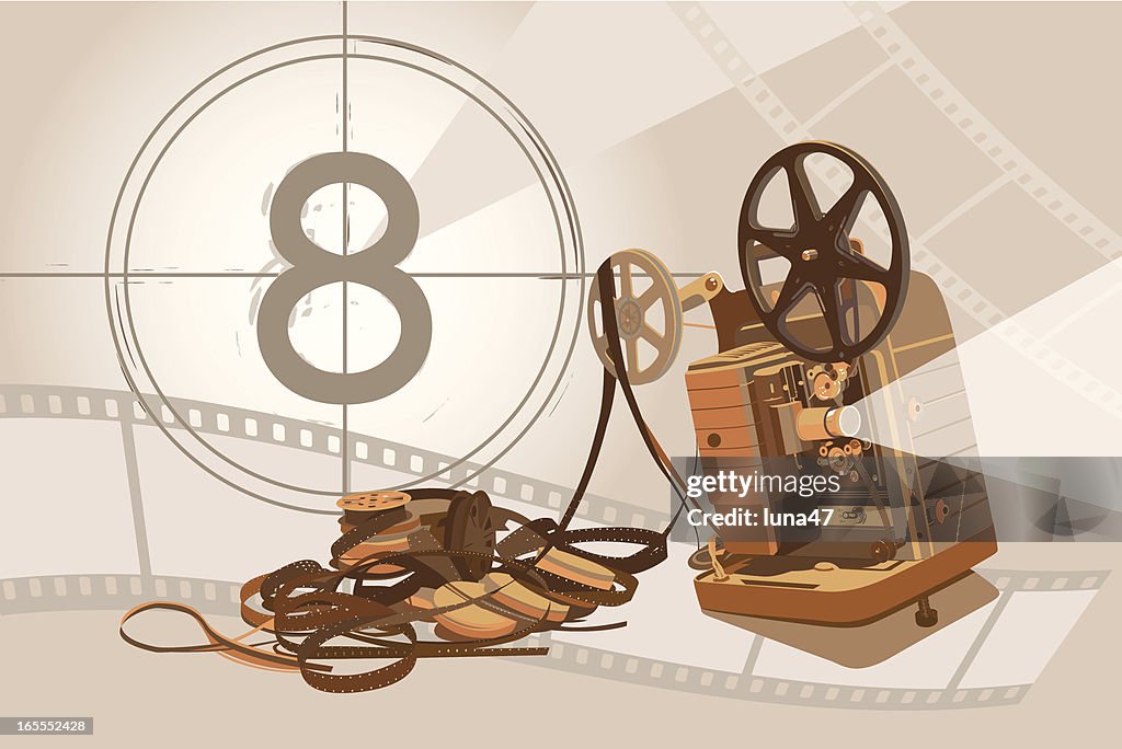 Vintage Projector and Film with Background