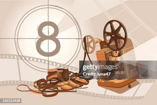 Vintage Projector and Film with Background Vintage Projector and Film with Background