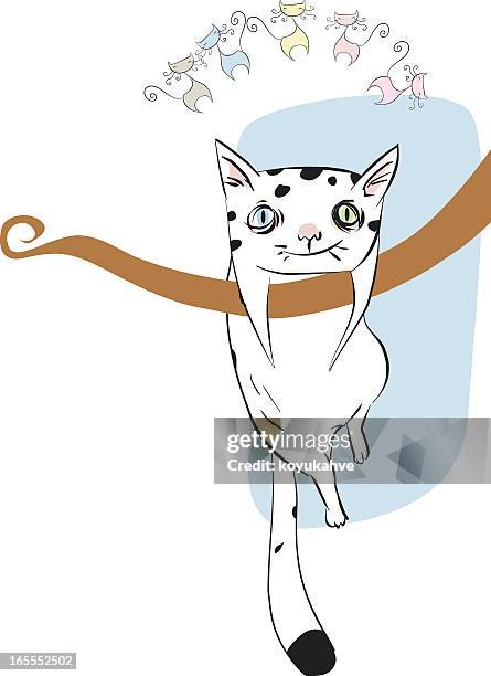 mad cat - cat climbing stock illustrations