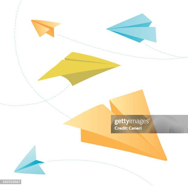 paper planes - floating paper vector stock illustrations
