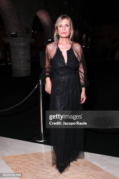 Isabella Ferrari attends Giorgio Armani "One Night In Venice" front row on September 02, 2023 in Venice, Italy.