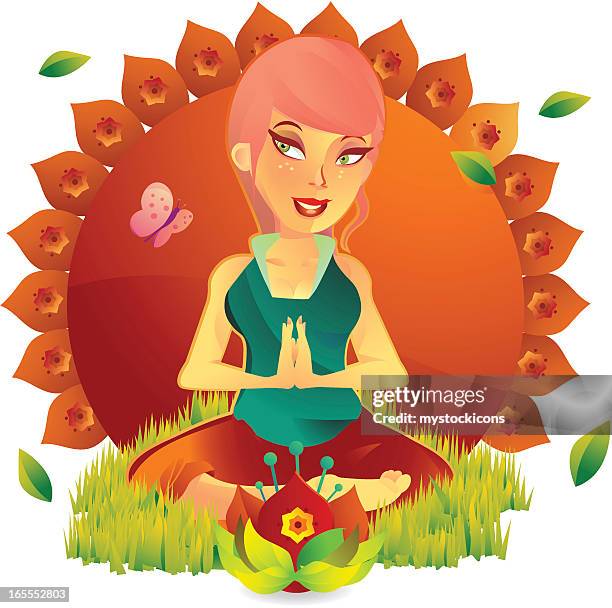 yoga fitness girl - tao stock illustrations