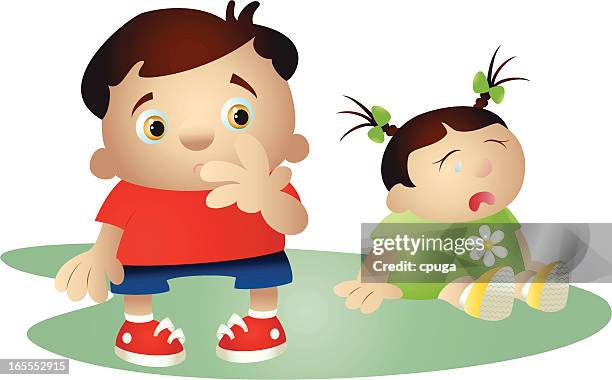 he hit me! - kid crying stock illustrations