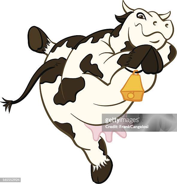 dancing cow - cowbell stock illustrations