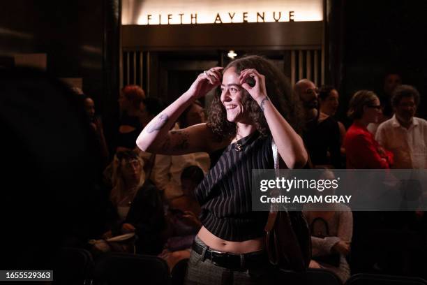 Ella Emhoff, stepdaughter of US Vice President Kamala Harris, attends the Eckhaus Latta Spring Summer 2024 runway show during New York Fashion Week...