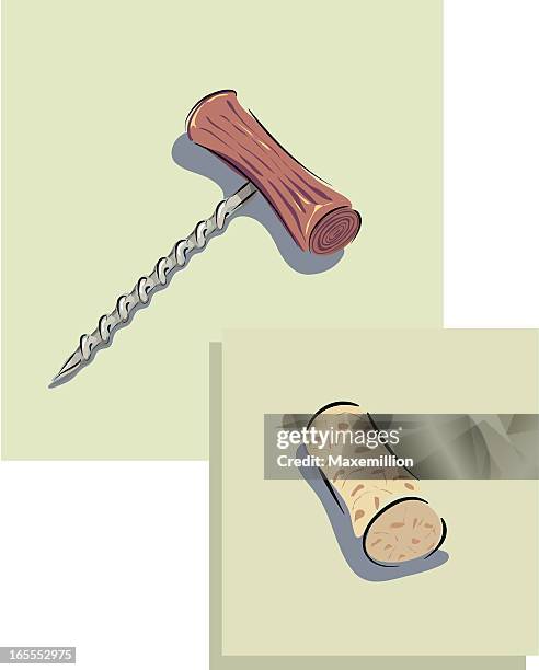 stockillustraties, clipart, cartoons en iconen met corkscrew and cork. - rose