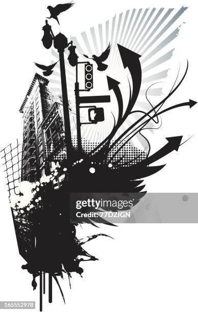 side building - stop light isolated stock illustrations
