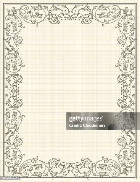 scroll linen frame - vine frame stock illustrations