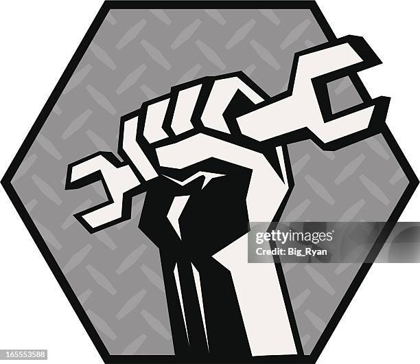 wrench grab - diamond plate stock illustrations