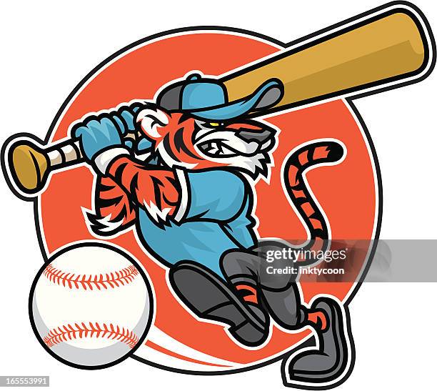 tiger baseball design - cartoon strip stock illustrations