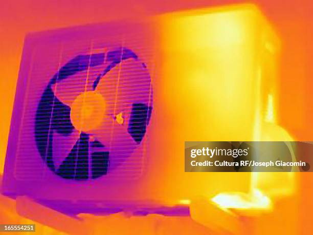 thermal image of fan - thermal image stock-fotos und bilder