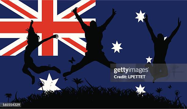 aussie pride - young australians stock illustrations