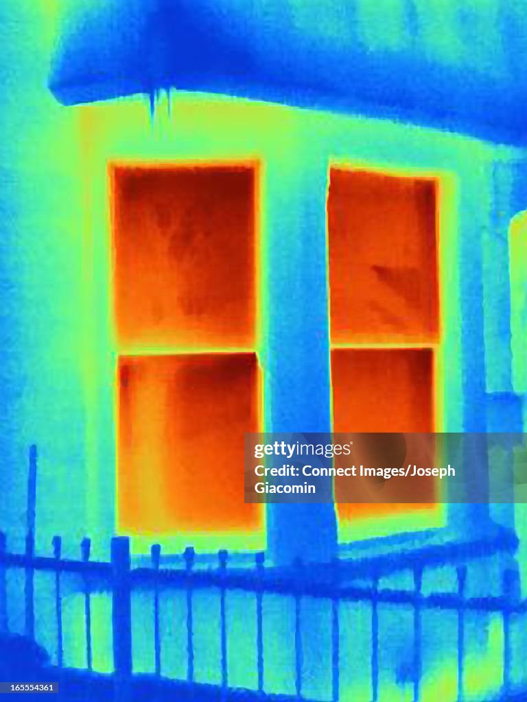 Thermal image of windows of house