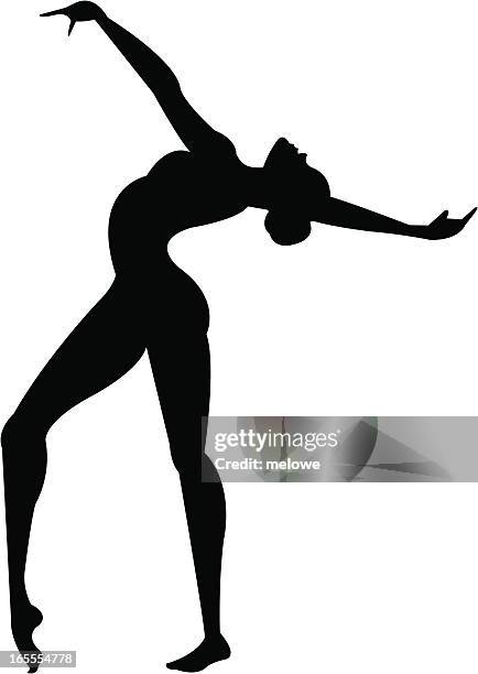 ilustraciones, imágenes clip art, dibujos animados e iconos de stock de gimnasta silueta - gimnasia artistica