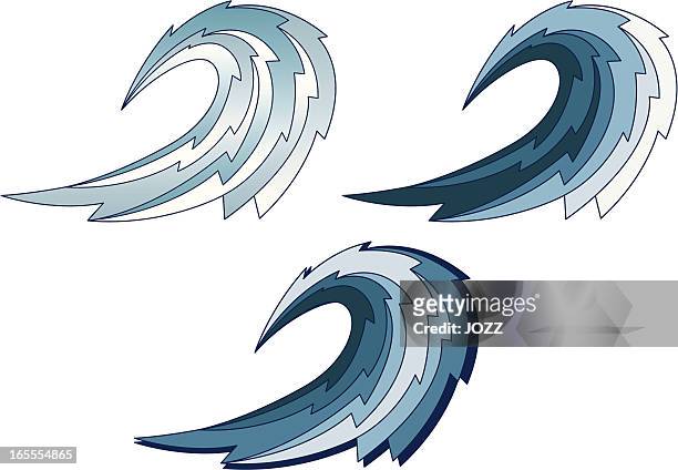 wave handmade emblem - tube wave stock illustrations
