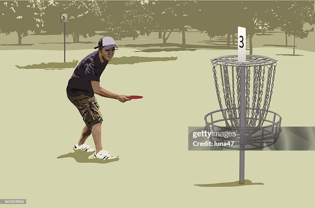 Man Playing Disc Golf