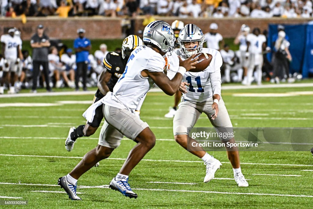 Middle Tennessee Blue Raiders quarterback Nicholas Vattiato tosses