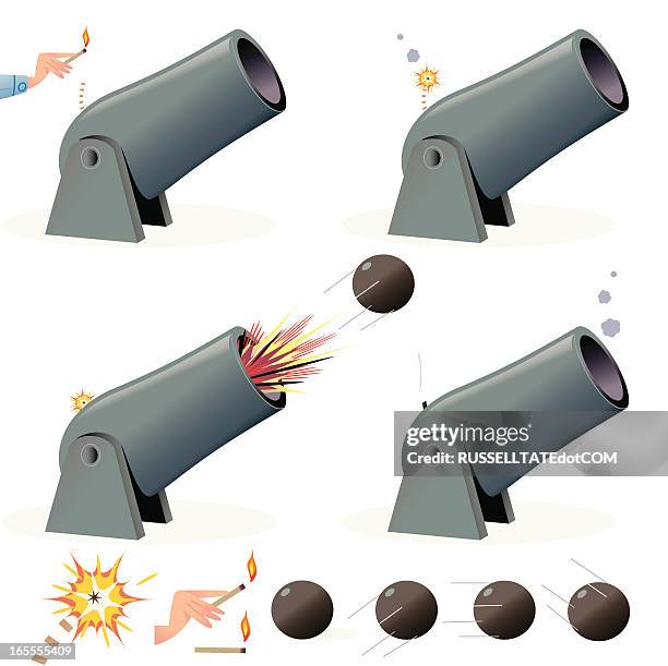 firing a big cannon - artillery stock illustrations