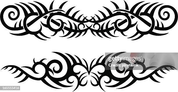 tribal tattoo designs - maori art stock illustrations