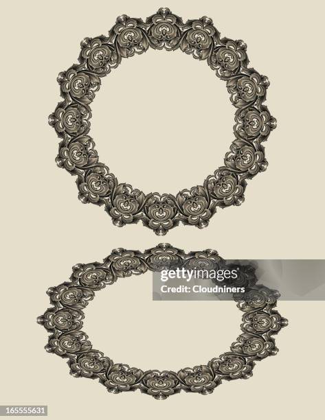 scroll arabesque circle - touching mirror stock illustrations