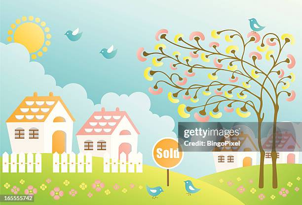 sweet homes - animal family stock illustrations