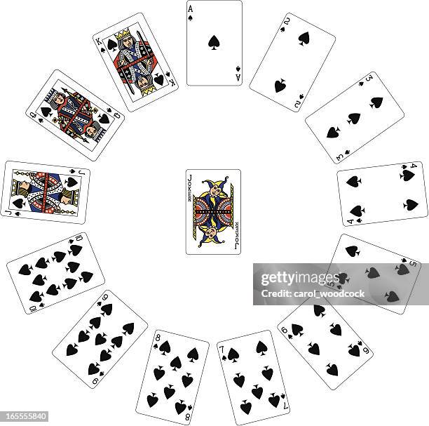 stockillustraties, clipart, cartoons en iconen met spade suit circle of playing cards - second chance