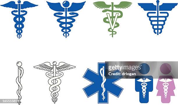 caduceus symbol series - emergency services occupation stock illustrations