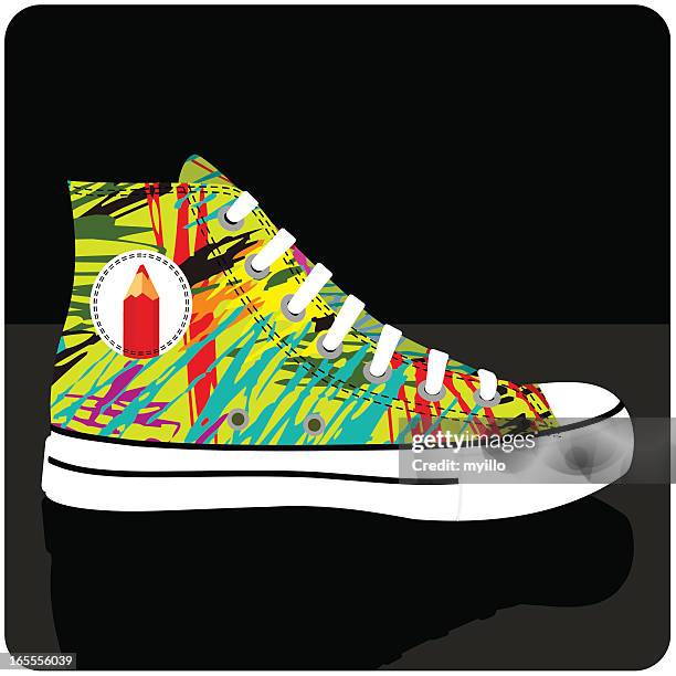 bildbanksillustrationer, clip art samt tecknat material och ikoner med painted sneaker - hiphopkultur