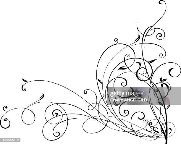 funky scroll - flower corner stock illustrations