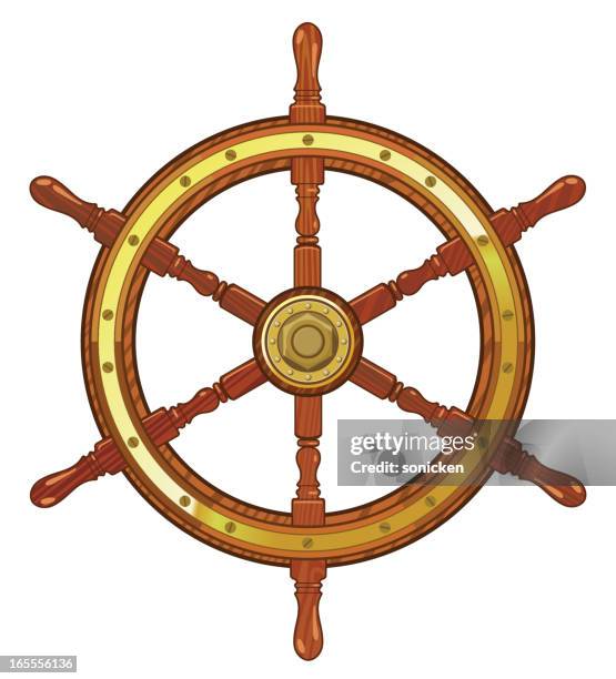 wheel helm steering - rudder stock illustrations