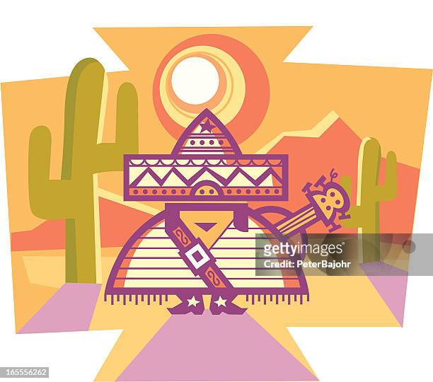 mexican - poncho stock illustrations