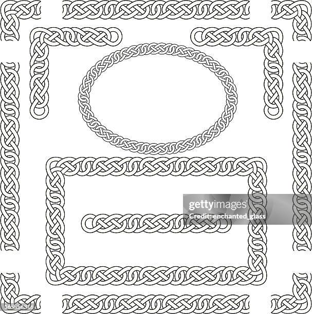 stockillustraties, clipart, cartoons en iconen met seamless celtic knots, frame, border, corners - celtic symbols