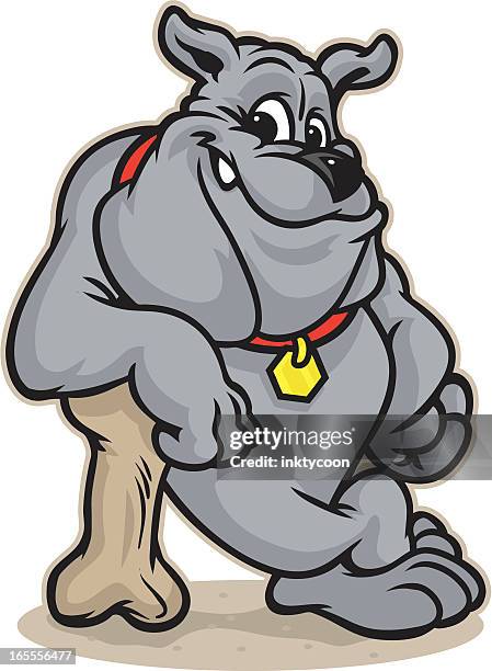 stockillustraties, clipart, cartoons en iconen met bulldog leaning - leunen