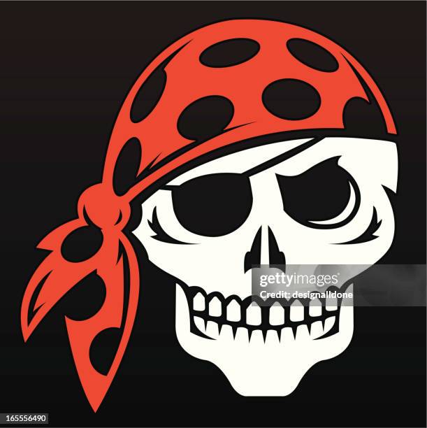 ilustraciones, imágenes clip art, dibujos animados e iconos de stock de pirate cráneo usa bandana - bandana