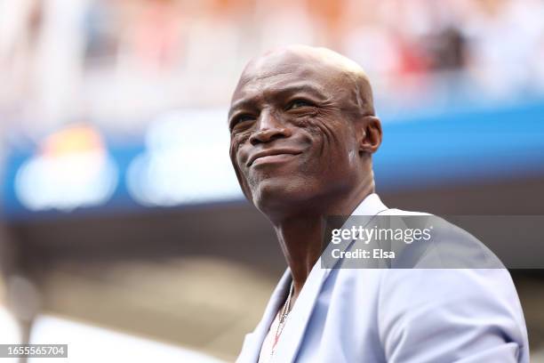 British singer, songwriter, and record producer, Seal attends the Men's Singles Third Round match between Stan Wawrinka of Switzerland and Jannik...