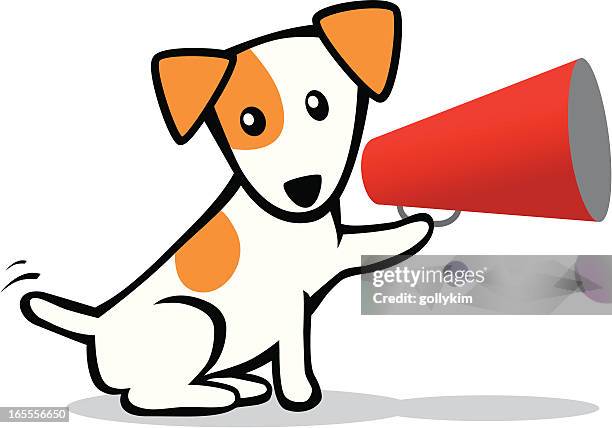 dog with megaphone - jack russell terrier stock illustrations