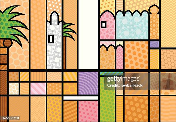 desert's dusty face - mosque pattern stock illustrations