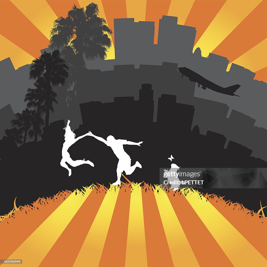 Ilustração do centro de Los Angeles, Califórnia.