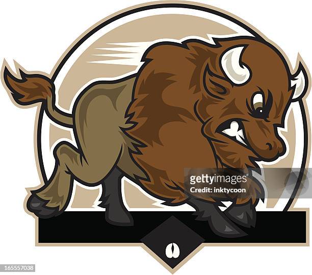 buffalo charge - animals charging stock illustrations