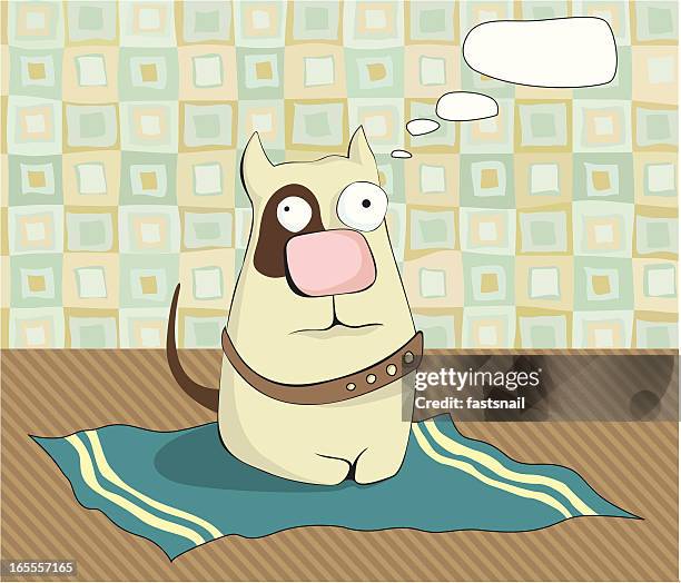 Funny Thinking Buldog On His Bedding High-Res Vector Graphic