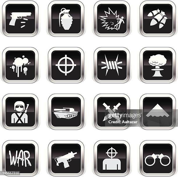 supergloss black icons - war - nuclear bomb explosion stock illustrations