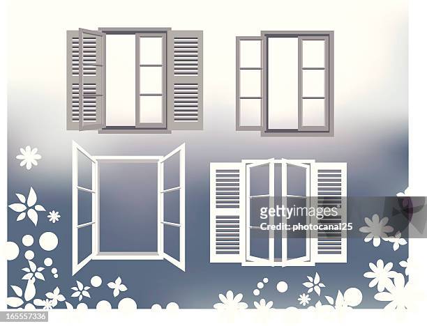 windows - open window frame stock illustrations