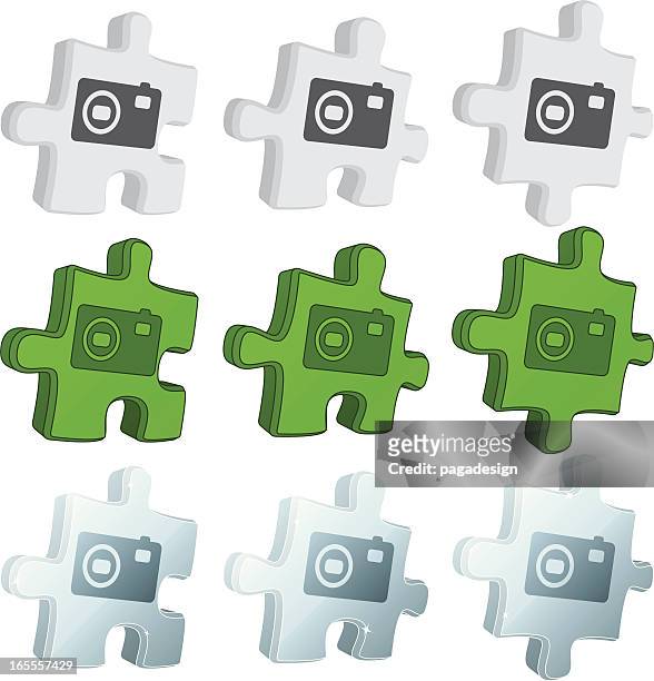 puzzle icons - photo camera - point and shoot camera stock illustrations