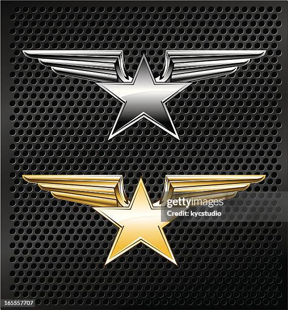 winged stars - military insignia stock illustrations