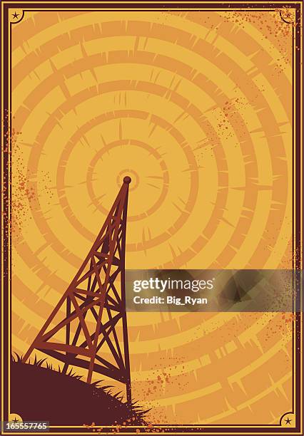 radio poster - transmission tower stock illustrations